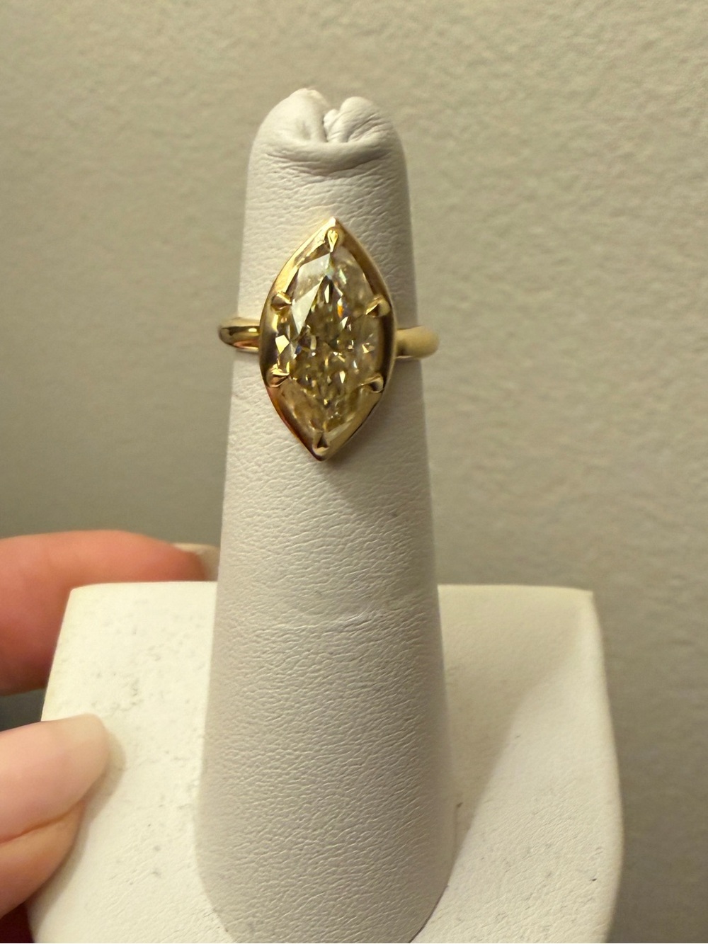 Gold Marquise Cocktail Ring with Yellow Stone- yellow mossinite size 3